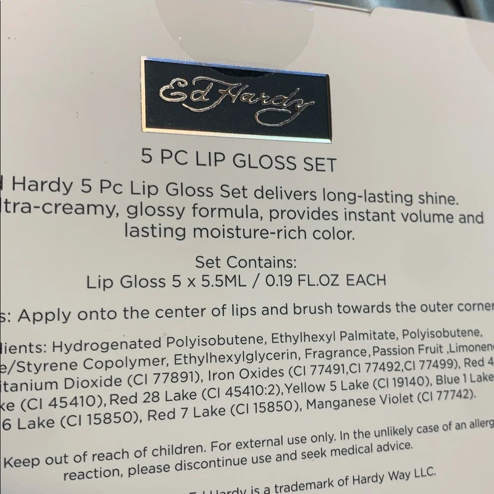 🌹ED HARDY Glossy Delight • 5-Pc Lip Gloss Set - Mixed Shades - NWT
